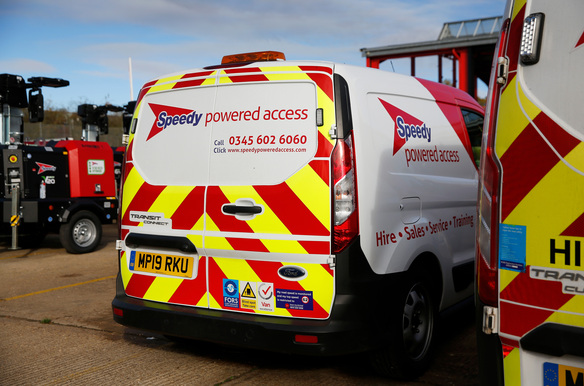 the back of a Speedy van