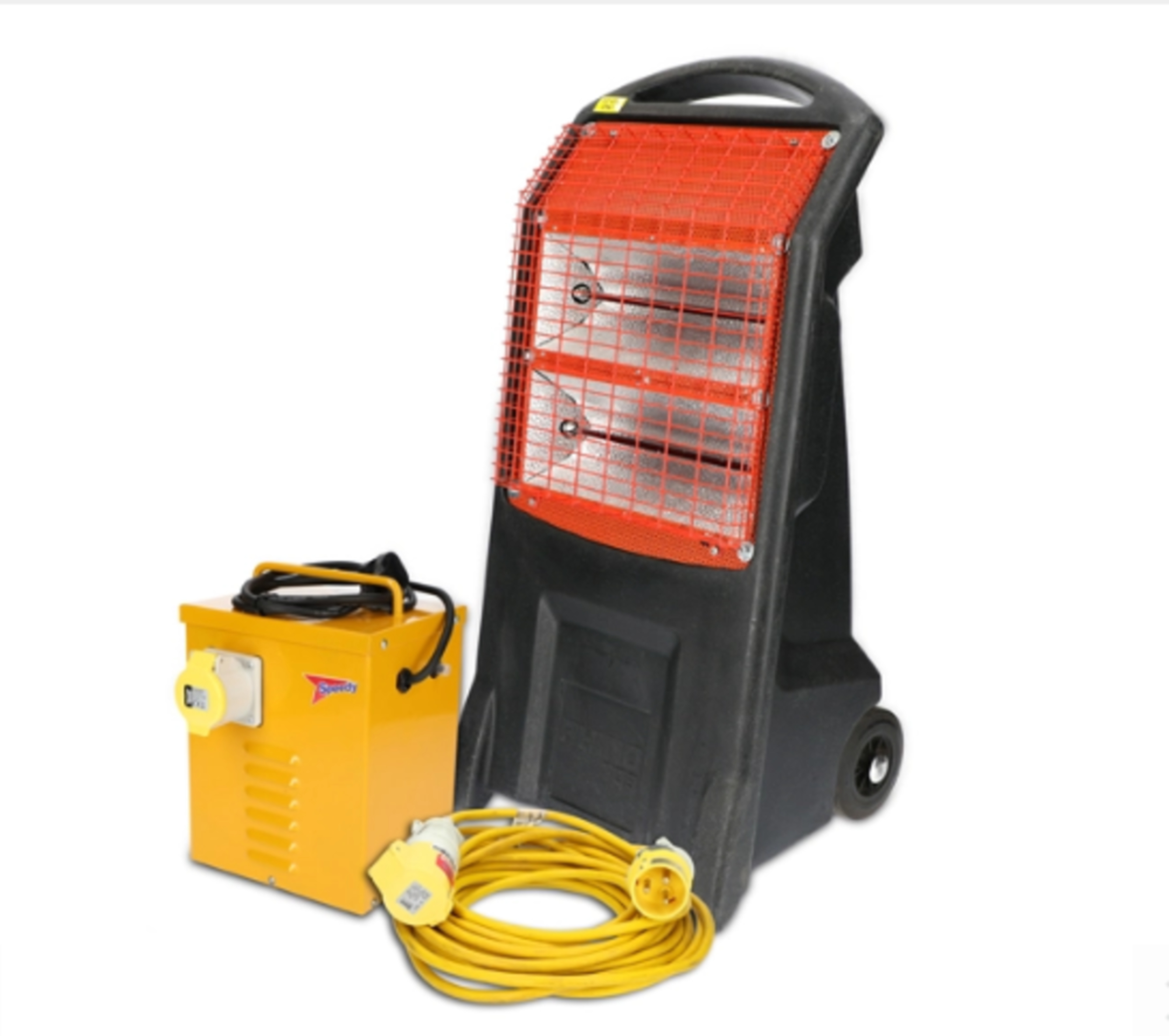 heating bundle including a infrared heater, a transformer, and an extension